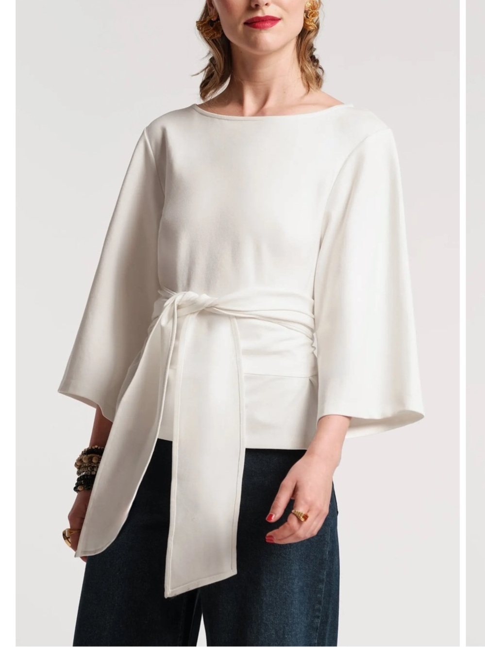 Frances valentine whitney wrap top white classic work office fall size large